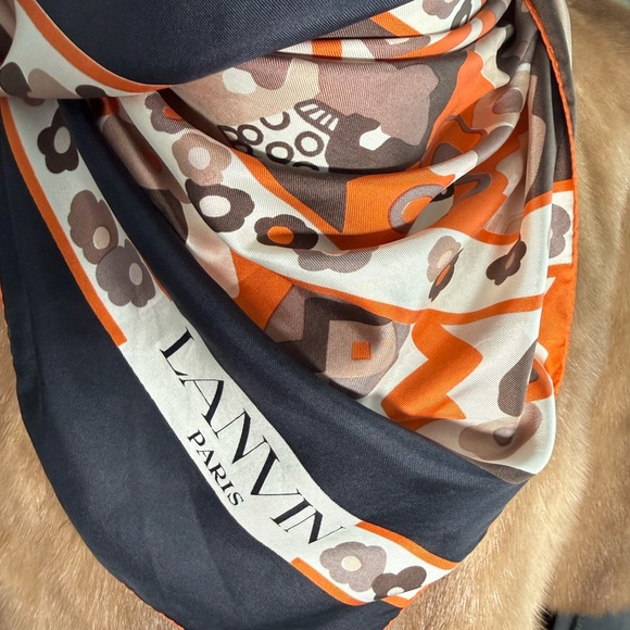 Lanvin Orange and Black Motif Scarf - Picture 2 of 6